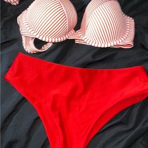 Red striped bikini